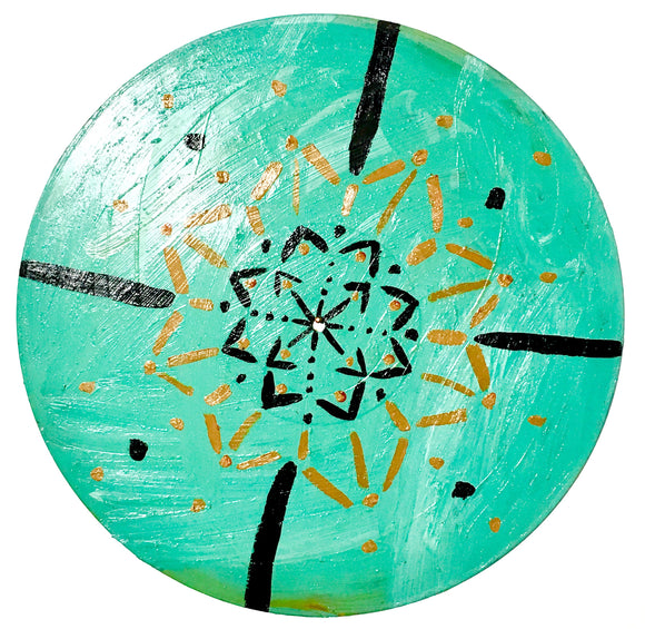 Green Mandala | Painted Vinyl Record by Exist Vibrantly