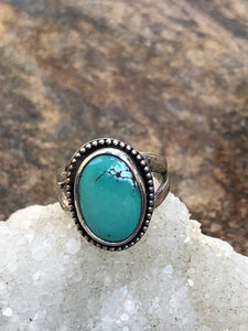 “Turquoise Stacker Ring"- A size 4 3/4 - 5 Ring by: River And Sea Handmade